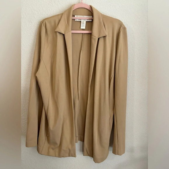 Vintage American Glamour by Badgely Mischka Camel Blazer Style Cardigan - Picture 1 of 8